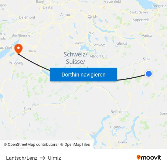 Lantsch/Lenz to Ulmiz map