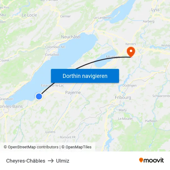 Cheyres-Châbles to Ulmiz map