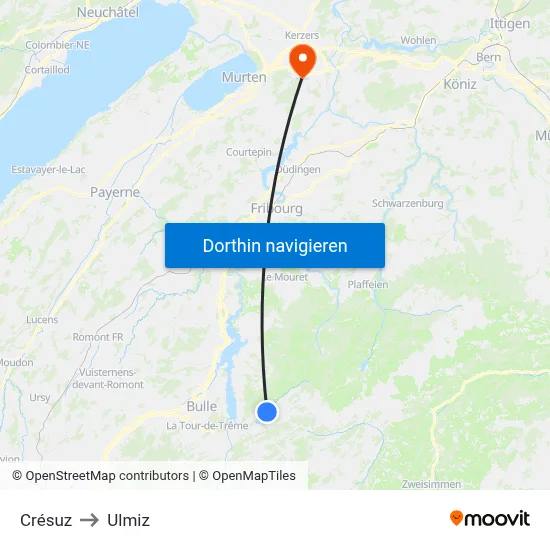 Crésuz to Ulmiz map