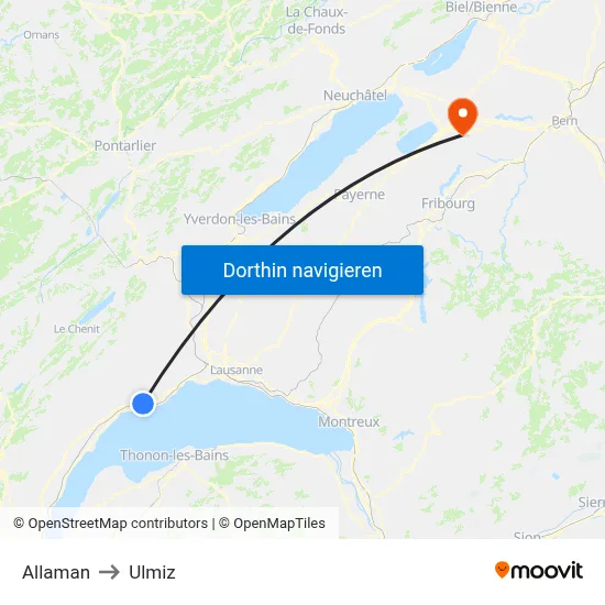 Allaman to Ulmiz map