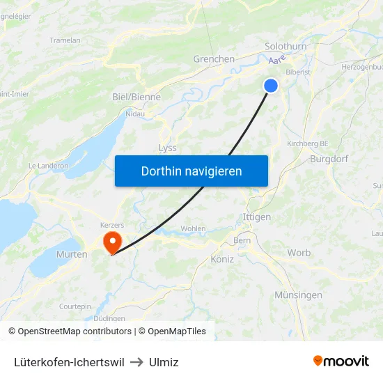 Lüterkofen-Ichertswil to Ulmiz map