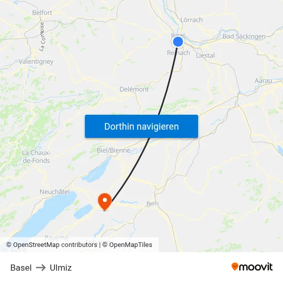 Basel to Ulmiz map