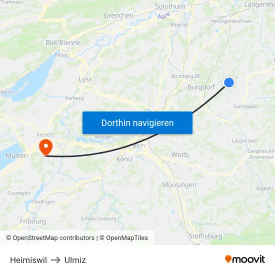 Heimiswil to Ulmiz map