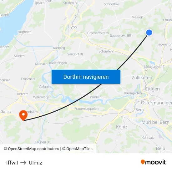 Iffwil to Ulmiz map