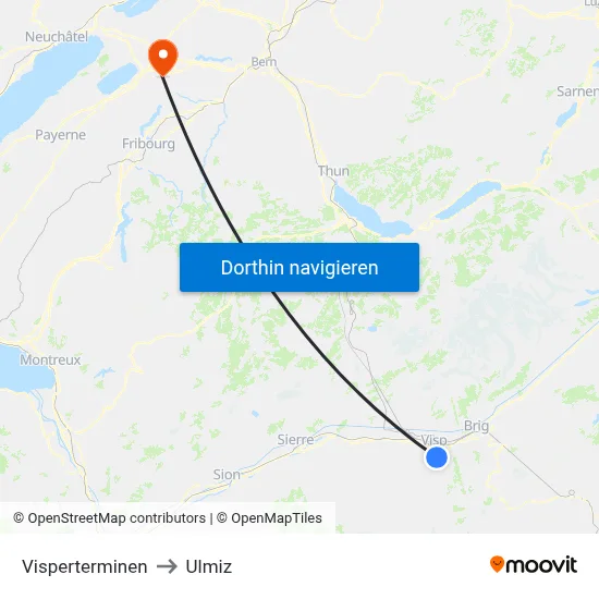 Visperterminen to Ulmiz map