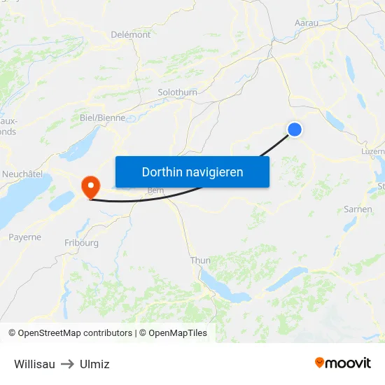 Willisau to Ulmiz map