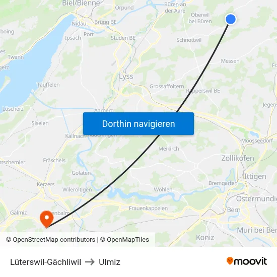 Lüterswil-Gächliwil to Ulmiz map