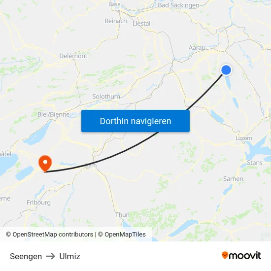 Seengen to Ulmiz map