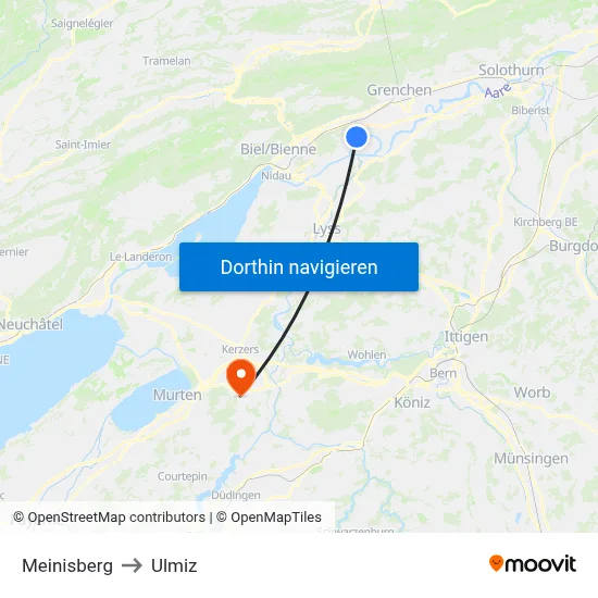 Meinisberg to Ulmiz map
