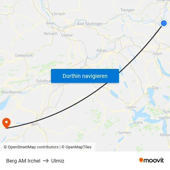 Berg AM Irchel to Ulmiz map