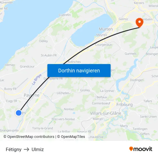 Fétigny to Ulmiz map
