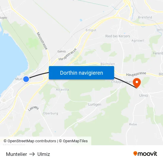 Muntelier to Ulmiz map