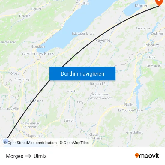 Morges to Ulmiz map
