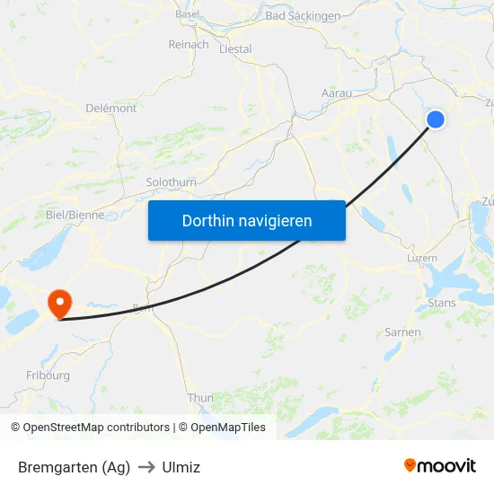 Bremgarten (Ag) to Ulmiz map