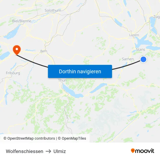 Wolfenschiessen to Ulmiz map