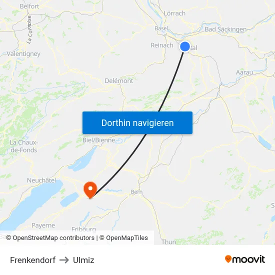 Frenkendorf to Ulmiz map