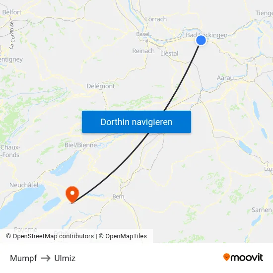 Mumpf to Ulmiz map