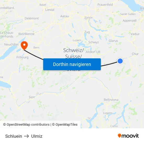 Schluein to Ulmiz map