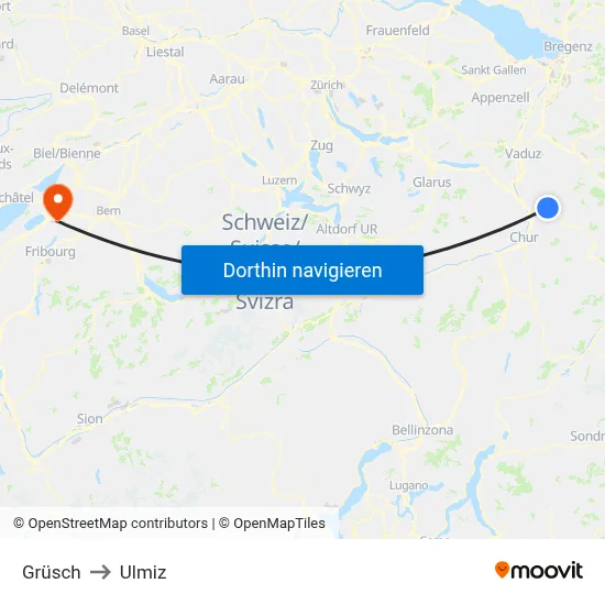 Grüsch to Ulmiz map