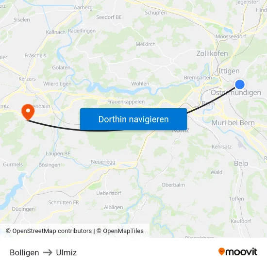 Bolligen to Ulmiz map