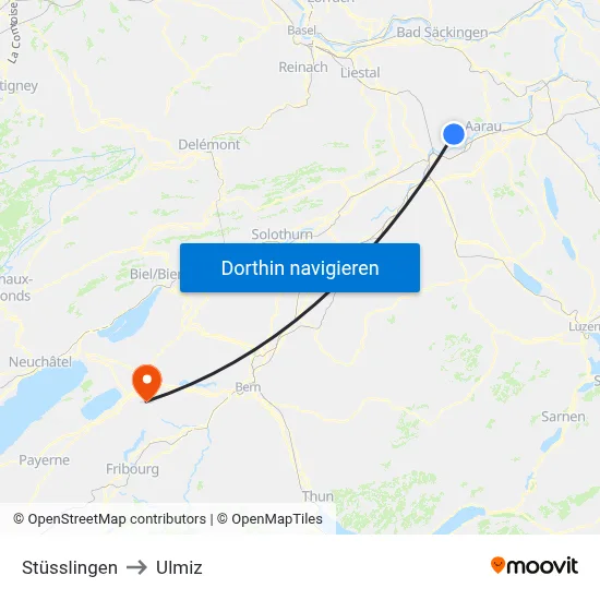 Stüsslingen to Ulmiz map