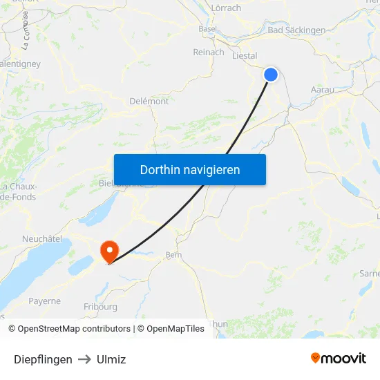 Diepflingen to Ulmiz map