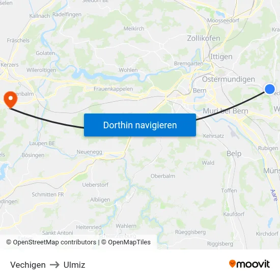 Vechigen to Ulmiz map