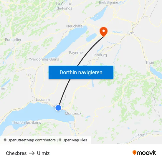 Chexbres to Ulmiz map