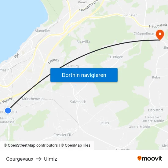 Courgevaux to Ulmiz map