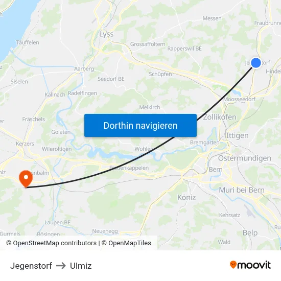 Jegenstorf to Ulmiz map