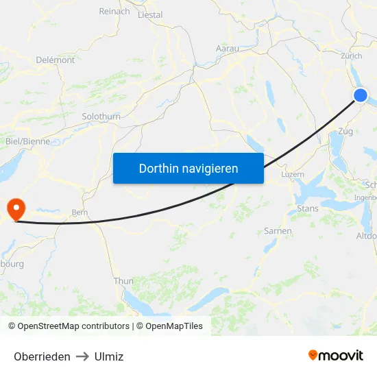 Oberrieden to Ulmiz map