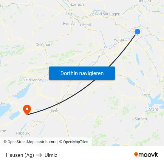 Hausen (Ag) to Ulmiz map