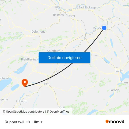 Rupperswil to Ulmiz map