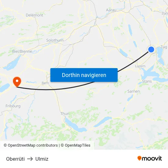Oberrüti to Ulmiz map