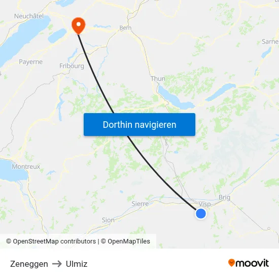 Zeneggen to Ulmiz map