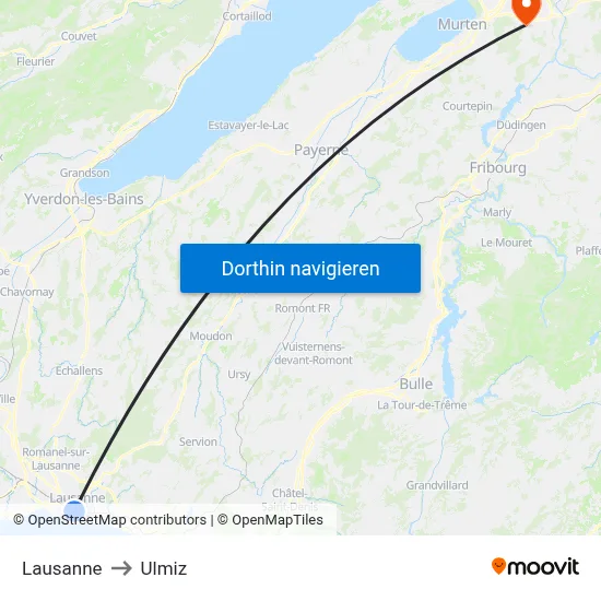 Lausanne to Ulmiz map