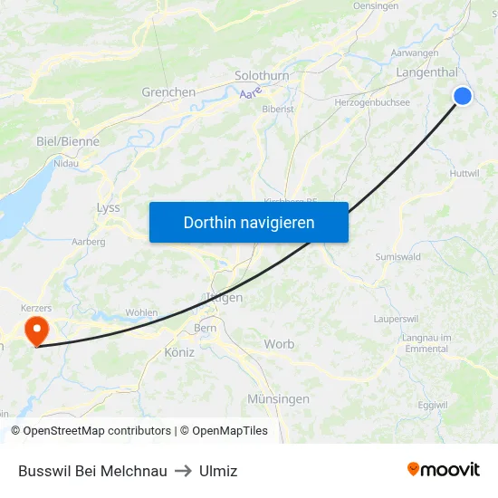 Busswil Bei Melchnau to Ulmiz map