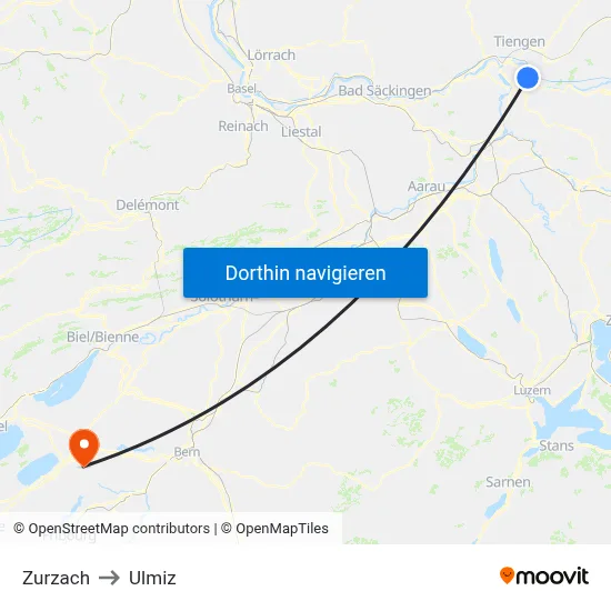 Zurzach to Ulmiz map