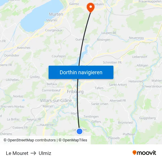 Le Mouret to Ulmiz map