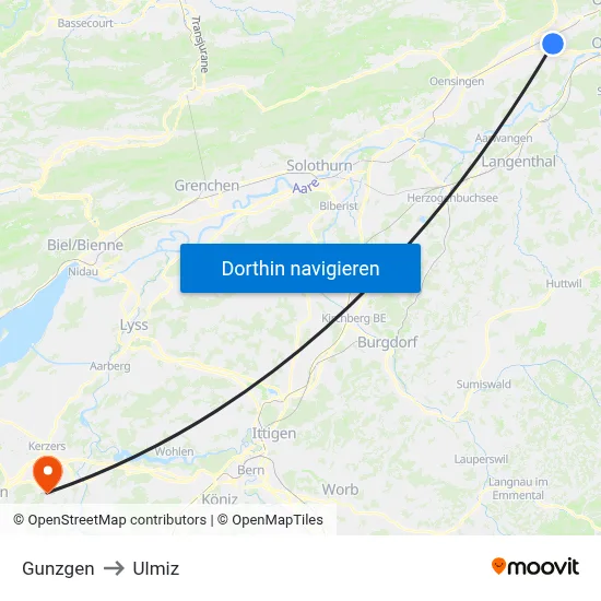 Gunzgen to Ulmiz map