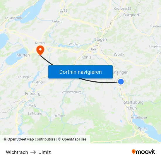 Wichtrach to Ulmiz map