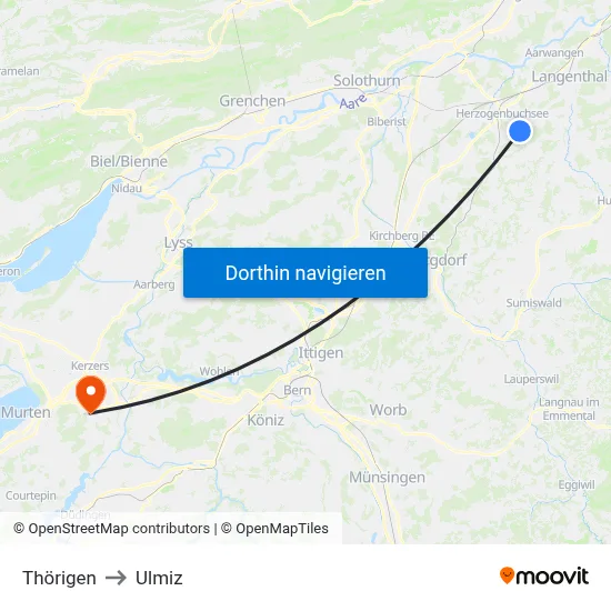 Thörigen to Ulmiz map