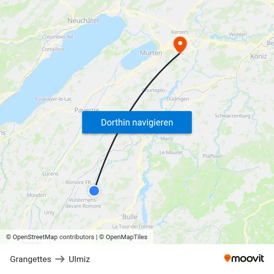 Grangettes to Ulmiz map