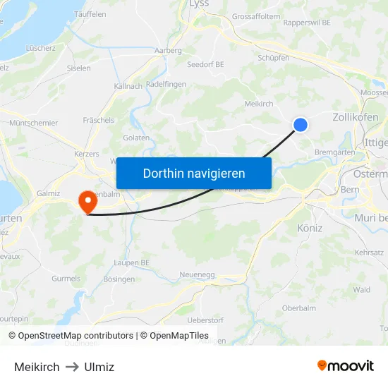 Meikirch to Ulmiz map