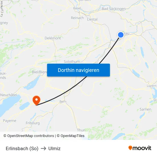 Erlinsbach (So) to Ulmiz map