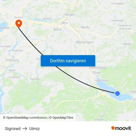 Sigriswil to Ulmiz map
