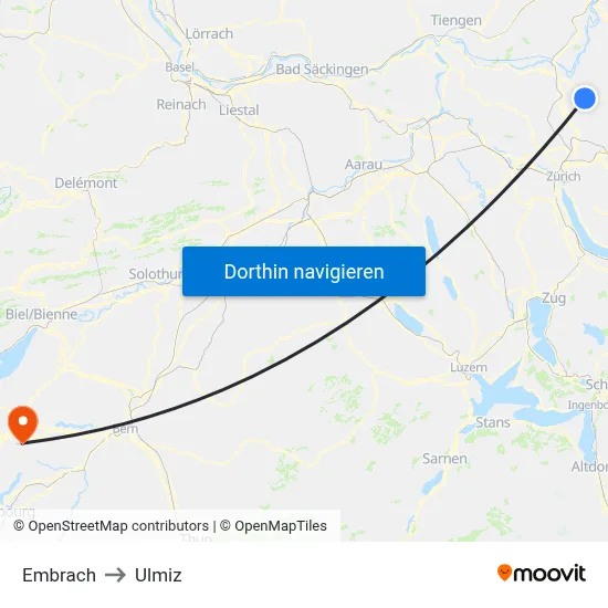 Embrach to Ulmiz map