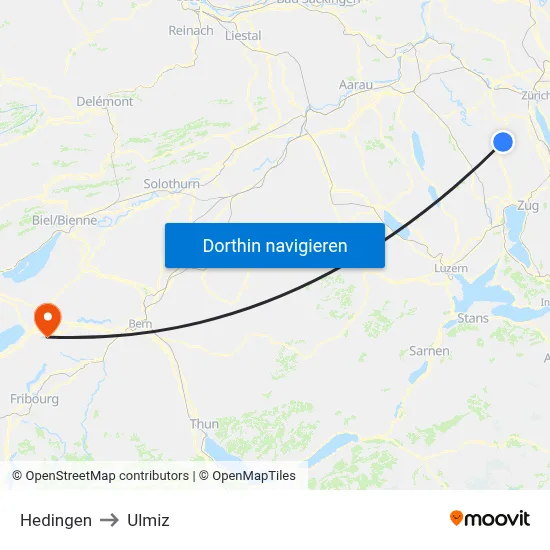 Hedingen to Ulmiz map