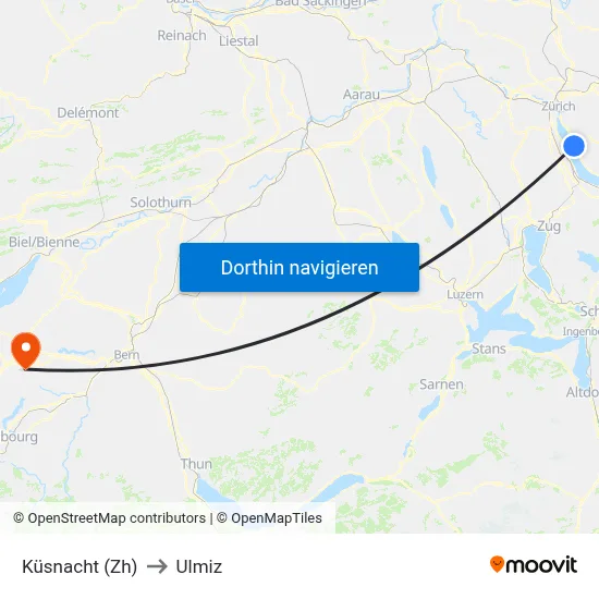 Küsnacht (Zh) to Ulmiz map