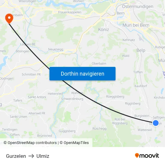 Gurzelen to Ulmiz map